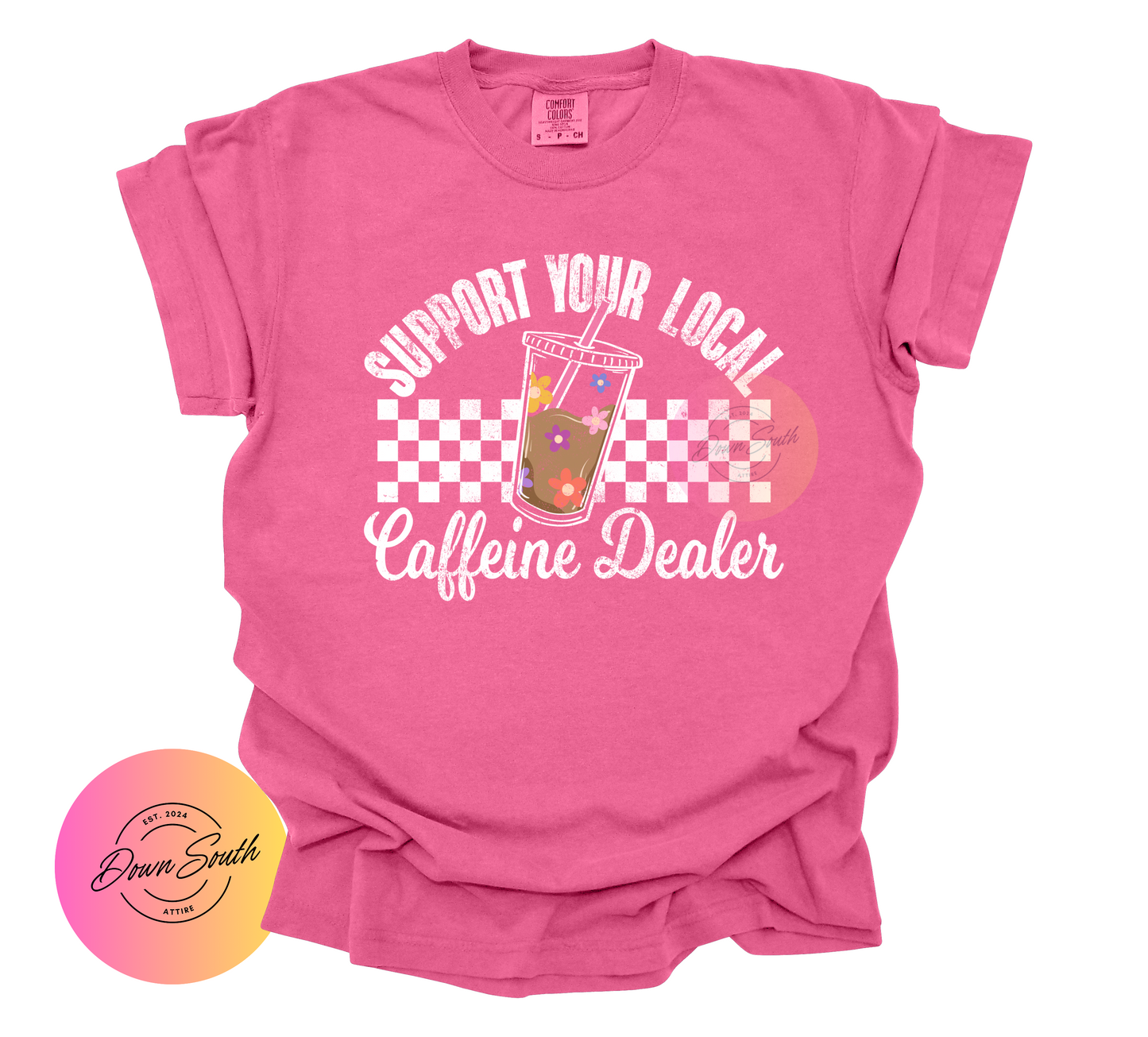 Support your local caffeine dealer women’s tee