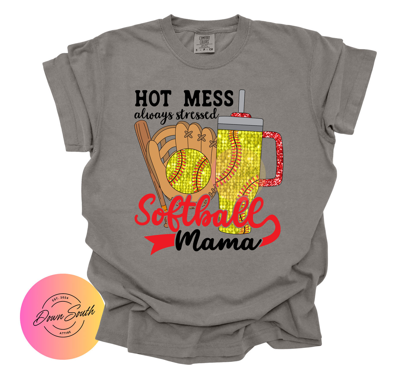 Hot mess baseball softball mama women’s tee