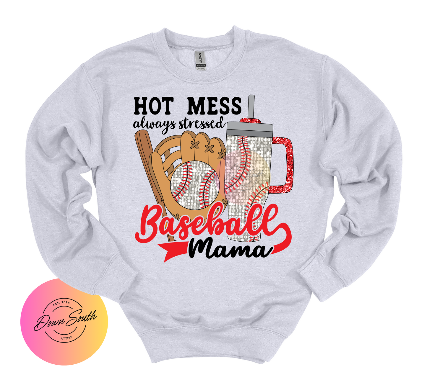 Hot mess baseball softball mama sweatshirt