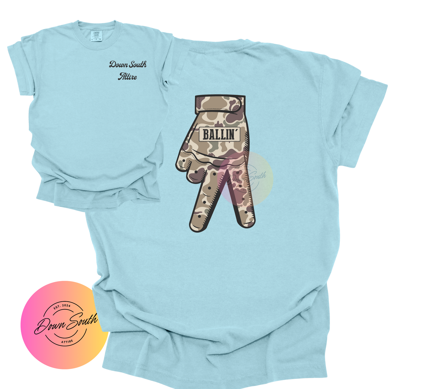 Boys balling camo glove tee