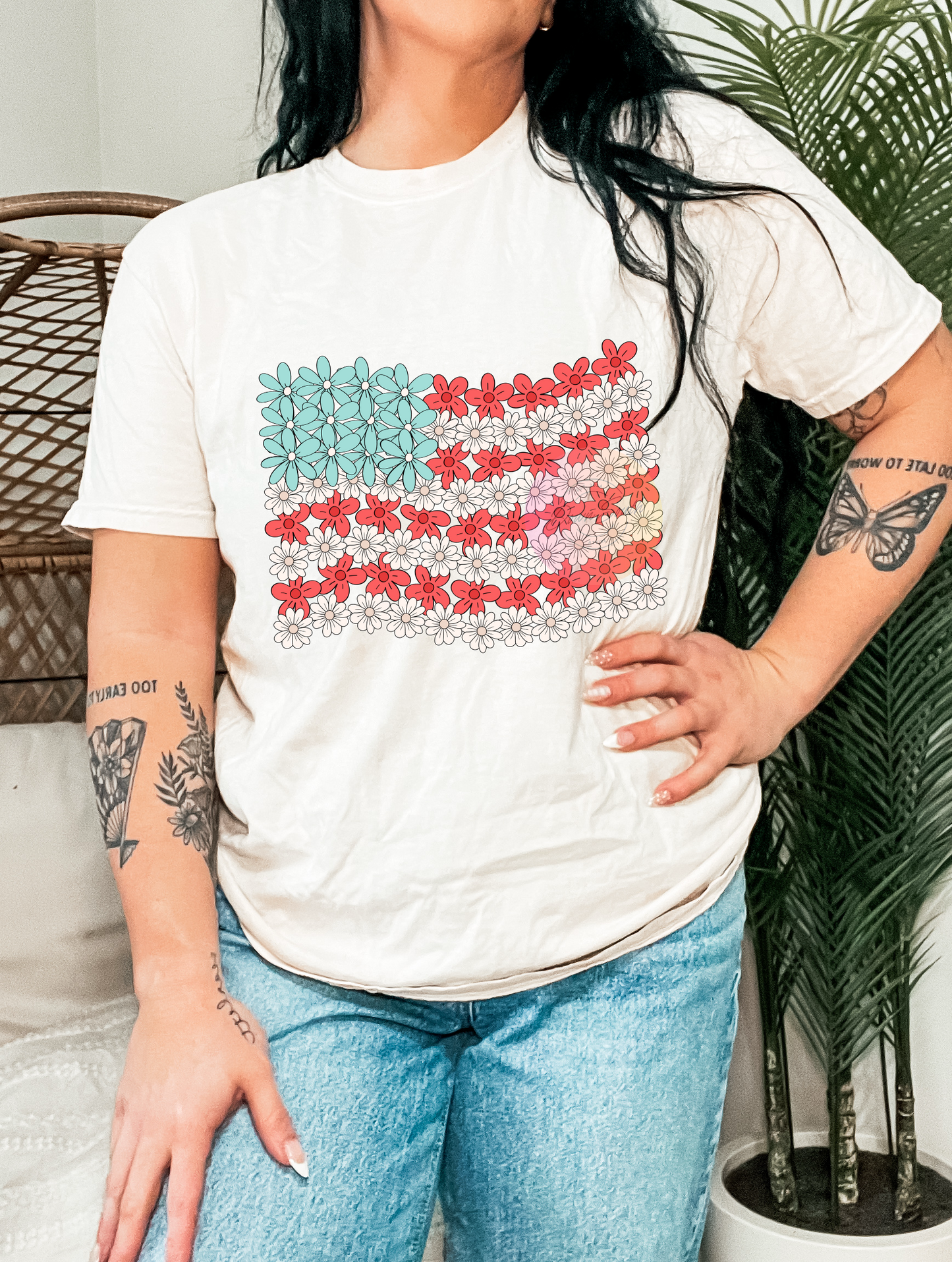 Cute American flag women or kids tee