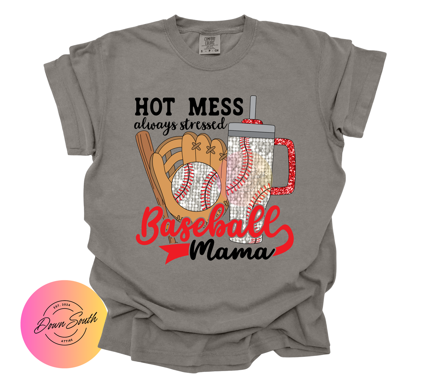 Hot mess baseball softball mama women’s tee