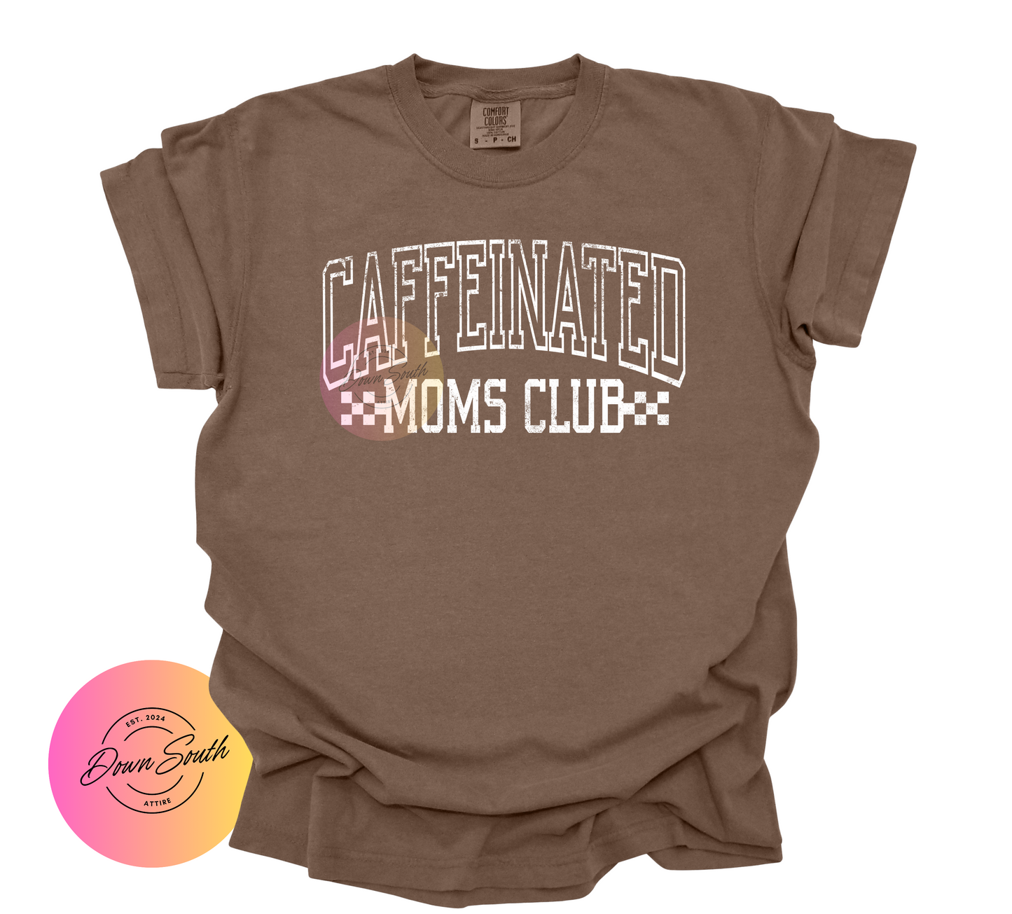 Caffeinated moms club women’s tee
