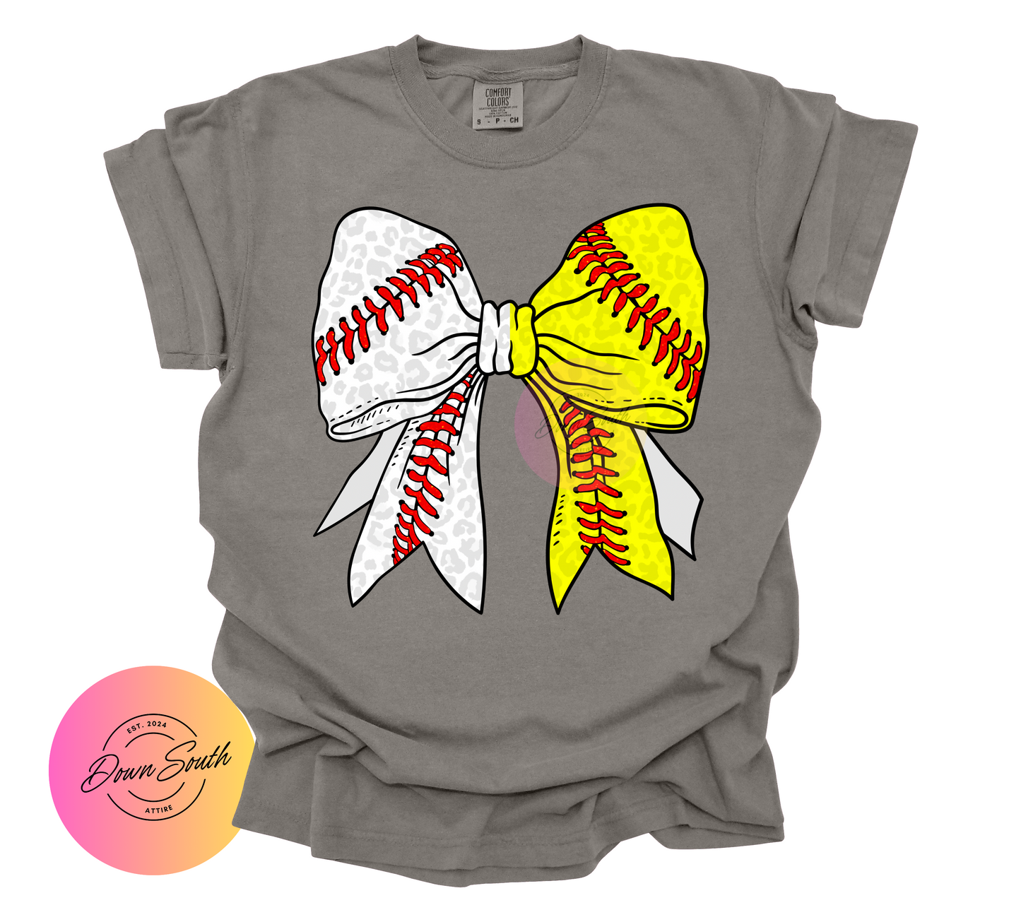 Baseball softball cheetah print bow women’s tee