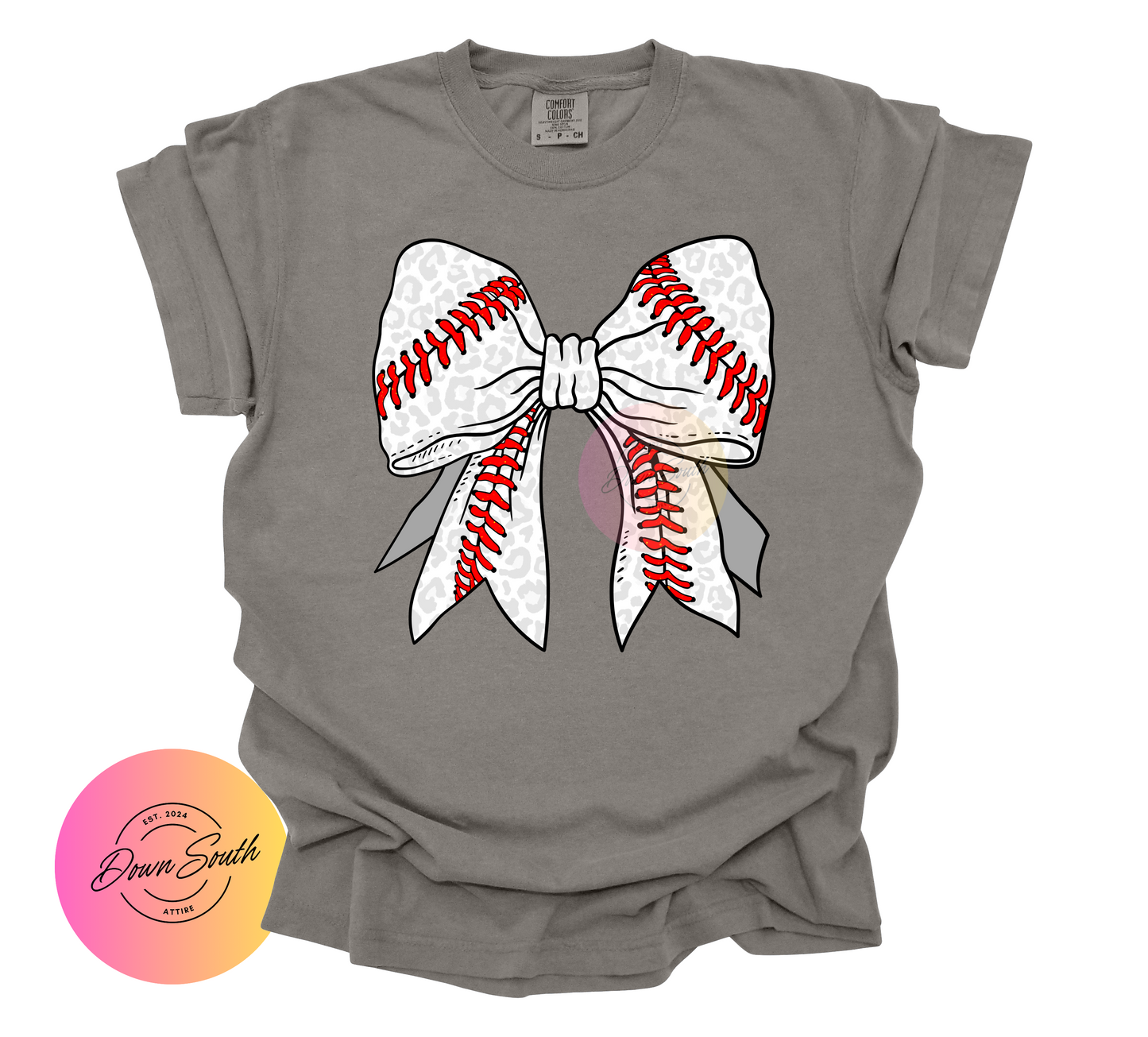 Baseball softball cheetah print bow women’s tee
