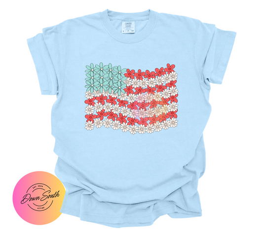 Cute American flag women or kids tee