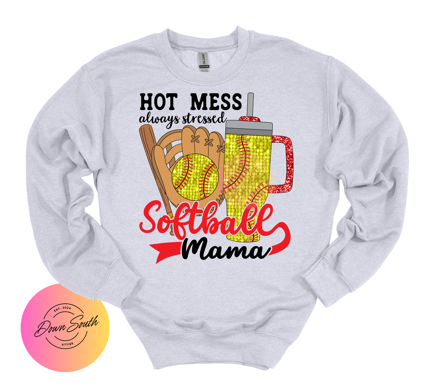 Hot mess baseball softball mama sweatshirt