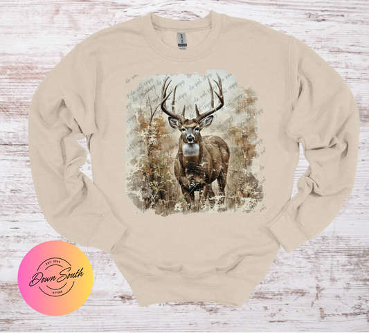 Distressed deer sweatshirt