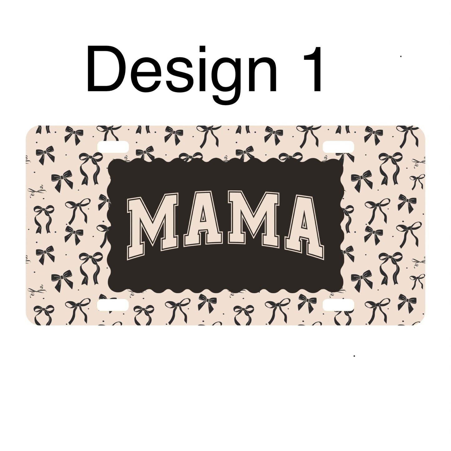 “Mama” black bow license plate