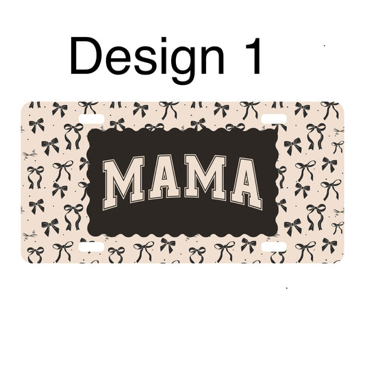“Mama” black bow license plate