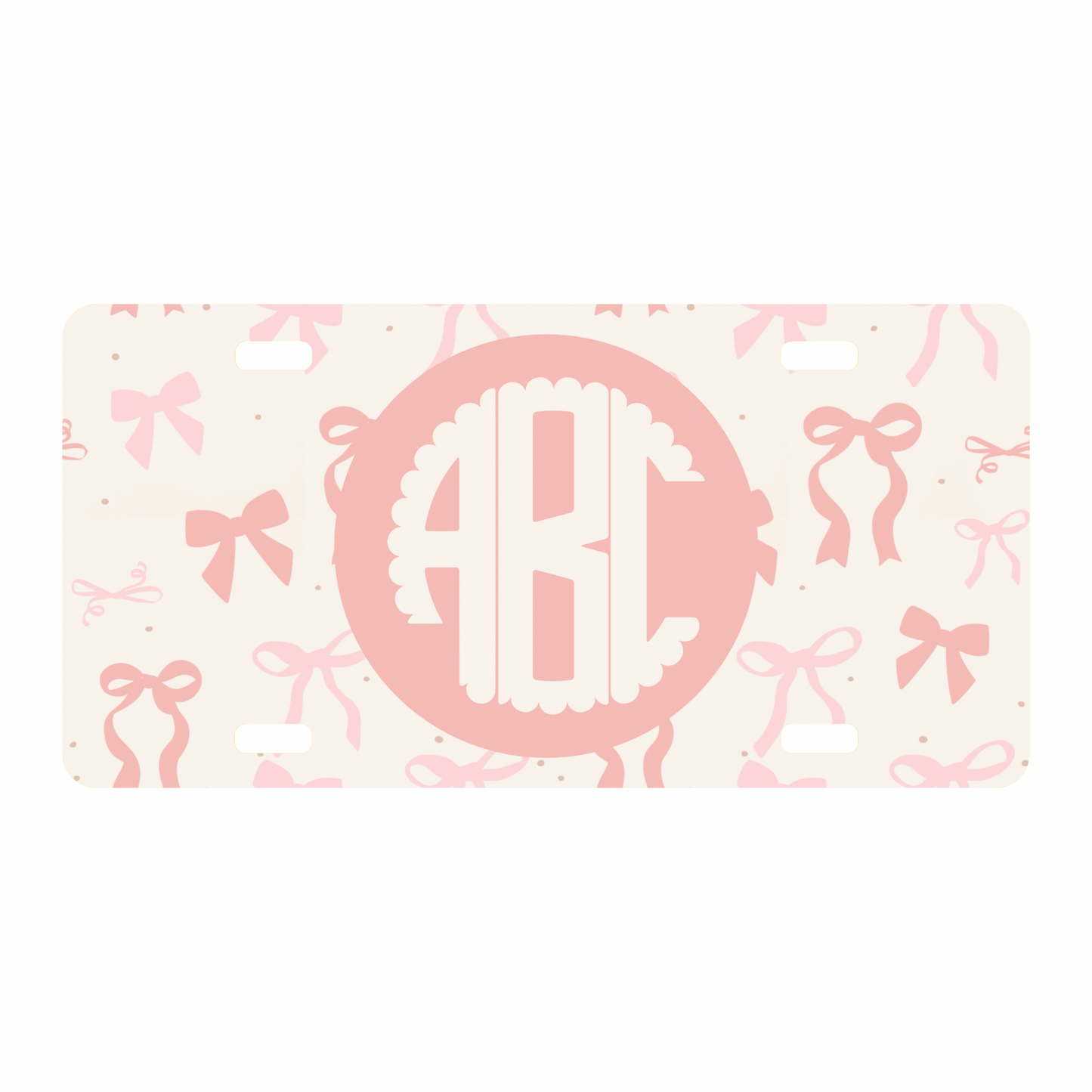 Black or pink bow monogrammed license plate