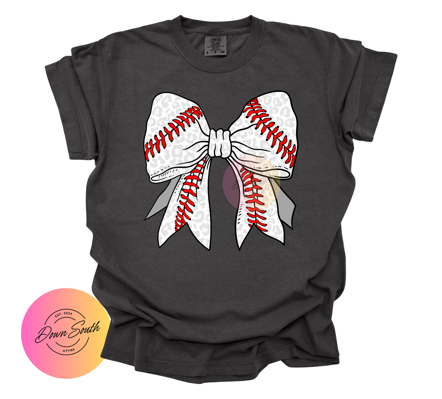 Baseball softball cheetah print bow women’s tee