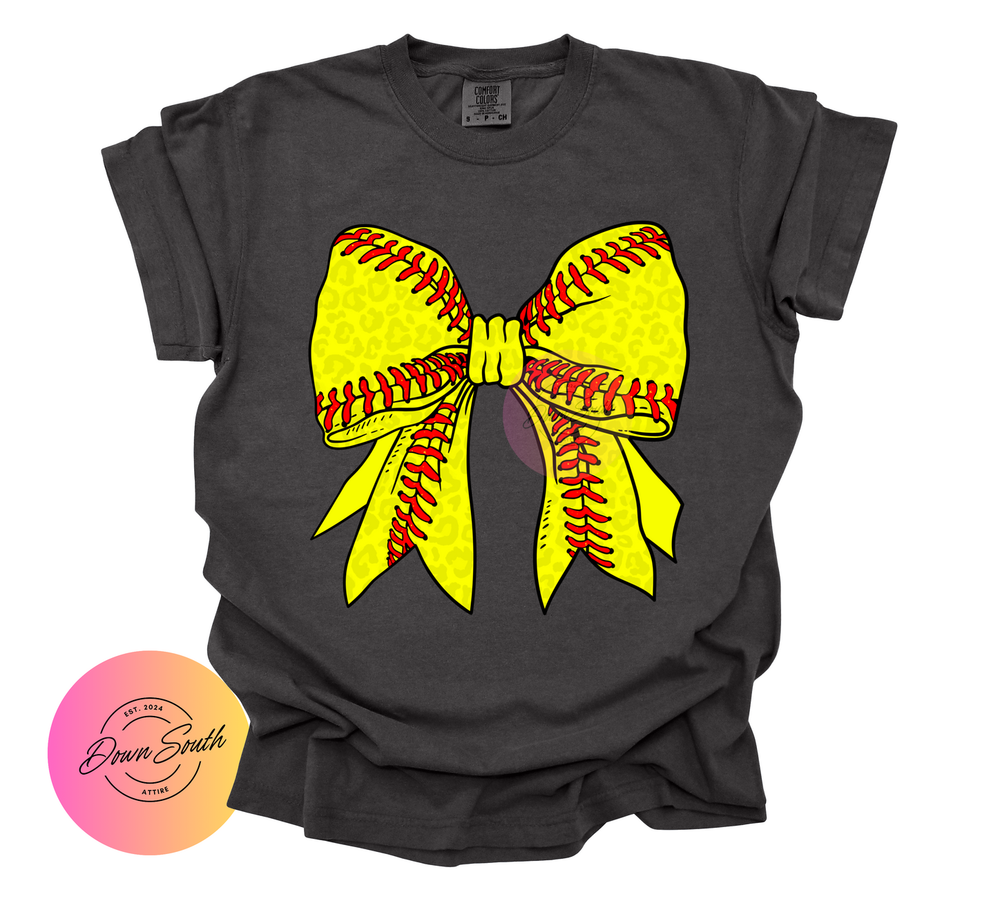 Baseball softball cheetah print bow women’s tee
