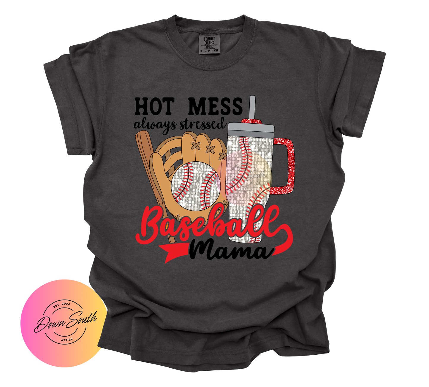 Hot mess baseball softball mama women’s tee